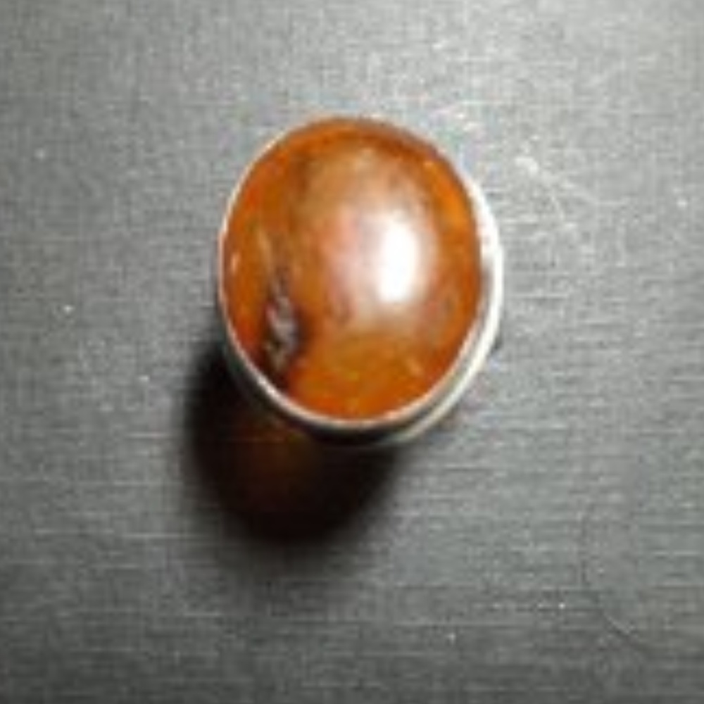PURE AMBER AND STERLING SILVER/925 DOME RING - Picture 2 of 3